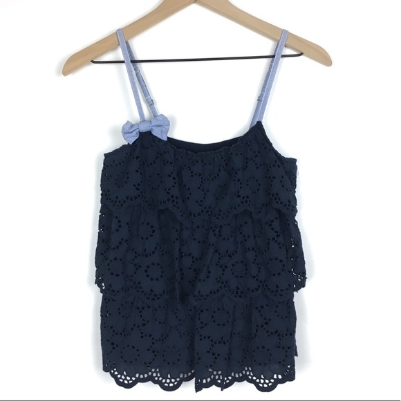 ABERCROMBIE & FITCH Cami Tank Top Eyelet Lace Stripe Boho Preppy Y2K Size Medium - Picture 12 of 12